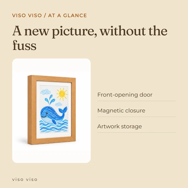 Front-opening door; Magnetic closure; Artwork storage
