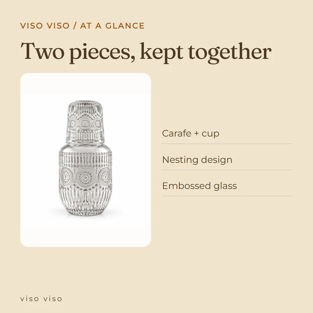 Carafe + cup; Nesting design; Embossed glass
