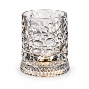 Orbit Rotating Whiskey Glass, Bubble design, on its rotating glass base